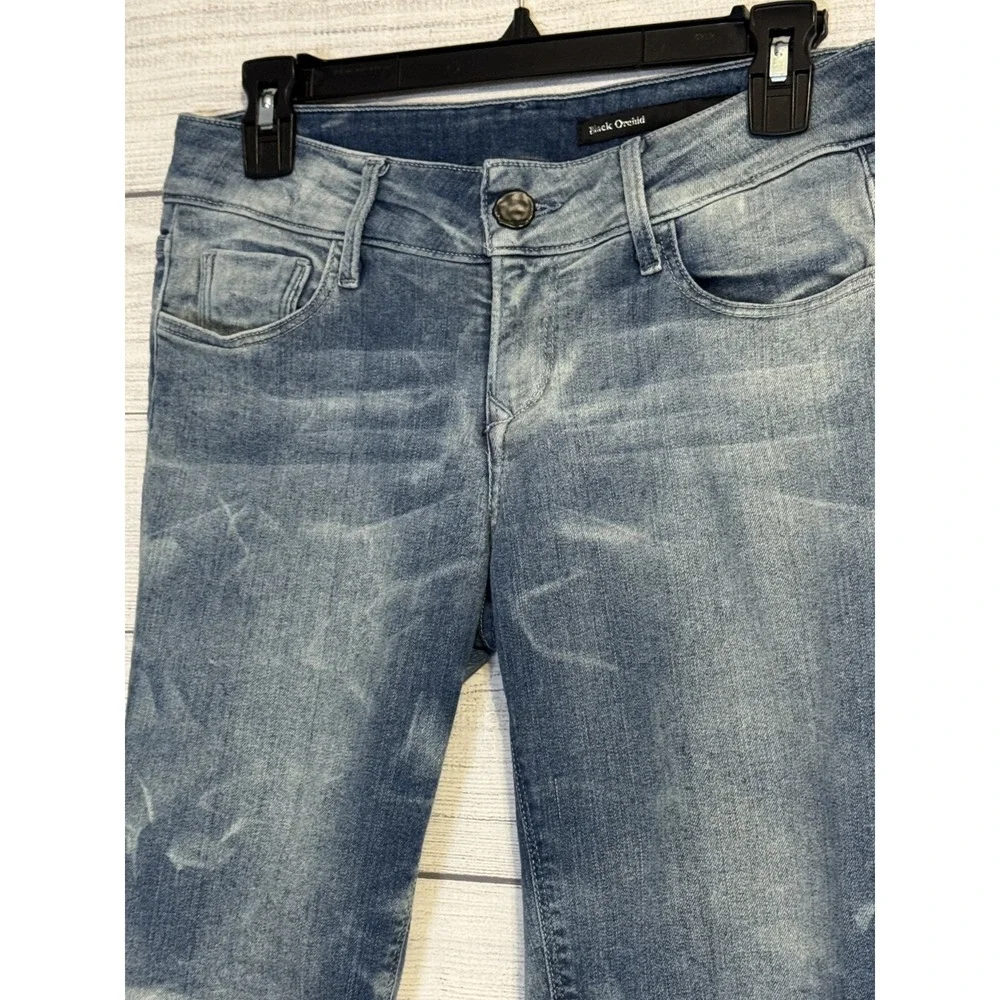 Black Orchid 28 Soft Stretch Skinny Jeans Blue Embellished Back Pocket